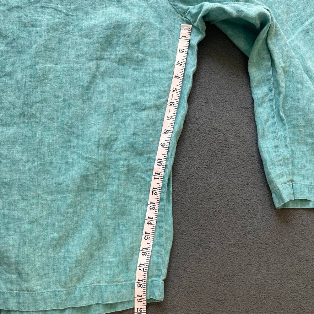 Eileen Fisher Linen Pants Womens Size 2X Teal Organic Wide Leg Cropped Lagenlook - Picture 5 of 8